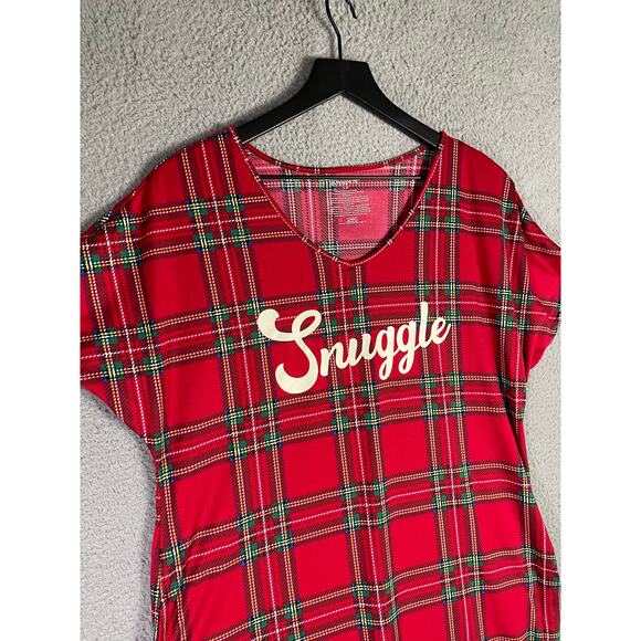 Joyspun Women's Red Plaid Snuggle Nightgown‎ Pajama Shirt Size Small Soft Lounge - Picture 6 of 7